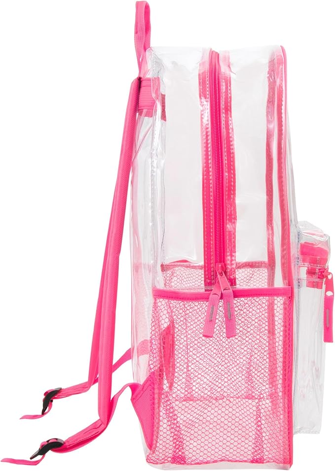 Trail maker Clear Backpack Heavy Duty with Padded Straps, Side Pockets for Kids, Boys, Girls, School, Stadium Approved Events