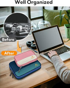 MATEIN Travel Cable Organizer Pouch, Scratch Resistant Portable Charger Case for Electronic Accessories, Travel Tech Bag for Cable, Guitar Picks, Cord Organizer Bag for Work & Office, 2 Pack