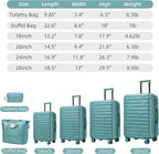 6 Piece Luggage Sets with Bags, Lightweight Expandable Checked Luggage Sets, Hardshell ABS Spinner Wheels Carry on Suitcase with TSA Lock, for Travel, Women Men (Aqua Blue, 18/20/24/28inch+2bags)