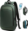 Business Backpack 17 Inch Slim Expandable Waterproof Travel Laptop Backpacks with USB Charger Port Anti-Theft Lightweight Large Work Computer Bag College Laptop Backpacks Gifts for Men Women, Green