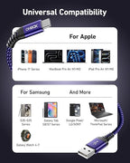 USB to USB C Cable Fast Charging [2 Pack 6FT], USB A to USB C Cable for Car, Durable Braided USB Type C iPhone Charger USBC Cord for iPhone 17/16/15/Pro Max/Plus, Samsung Galaxy S23 and More-Purple