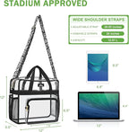MAY TREE Clear Bag for Stadium Events, 12x6x15 Clear Tote Bag with Removable Strap, Transparent Bag for Concert Sports Gym, Cow-Strap