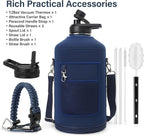 DYSANKY 1 Gallon Water Bottle Insulated | Thickened Stainless Steel Vacuum Metal Water Jug | Portable Sports Large for Gym and Hiking with Straw, Carrier Bag, Handle Strap | BPA-Free 128 oz