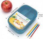 MISS BIG Bento Lunch Box for Kids – Wheat Material with Compartments, Leak-Resistant for School and Daycare (1150ml Nile Blue)