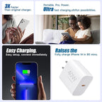 USB C Charger Block，2-Pack 40W Type C Chagrer Fast Charging with 4FT&6FT Fast Charging Cable Compatible with i Phone 17/17 Plus/17 Pro/17 Pro Max/16/16 Plus/16 Pro/16 Pro Max/15/15 Pro Max