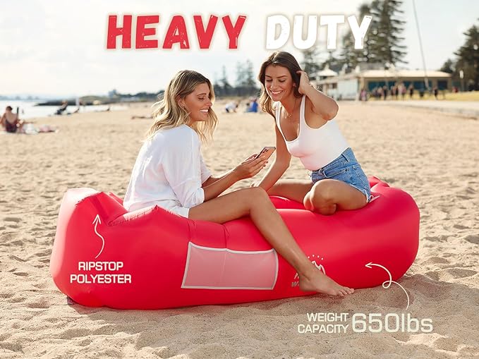 WEKAPO Inflatable Couch Air Lounger Chair - Camping & Beach Accessories, Portable Blow up Sofa for Hiking, Lawn, Indoor/Outdoor Movies & Music Festivals. Lightweight and Easy to Set Up Air Hammock