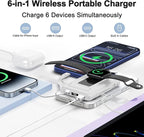 Magnetic Portable Charger, 10000mAh Wireless Power Bank for iPhone with Built-in Cables, 20W Fast Charging for Magsafe Battery Pack with Stand for iPhone Air/17/16/15/14/13/12 and Apple Watch