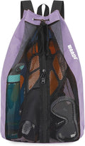 WANDF Swim Bag Mesh Drawstring Backpack Beach Backpack for Swimming, Gym, and Workout Gear
