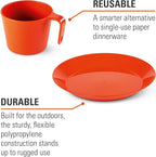 GSI Outdoors Cascadian Table Set I 6-Piece Camping, Backpacking Mess Kit, Plastic BPA Free, Plate, Bowl, Mug, Cup & Cutlery Set