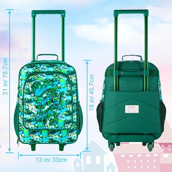 WZLVO Kids Luggage for Boys and Girls, Cute Dinosaur Unicorn Rolling Wheels Suitcase for Toddler Children