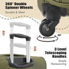 Lightweight Expandable Softside Luggage Sets 3 Piece, Large Capacity Travel Suitcase with Spinner Wheel, TSA Lock, Easy Access Design and Adjustable Telescoping Handle (Army Green)
