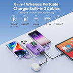 APHUWJ Magnetic Portable Charger Power Bank,Compact 10800mAh LCD Display Wireless Portable Charger,PD USB-C in&Out Battery Pack Compatible with Magsafe,iPhone 17/17 Pro Max/16/15/14 Series (Purple)