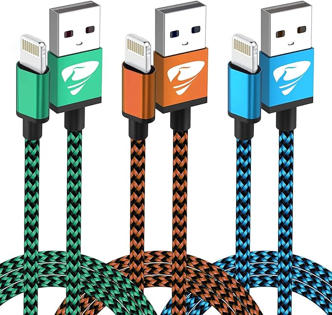 Aioneus iPhone Charger Cord 3ft 3Pack MFi Certified Lightning Cable Fast Charging Nylon Braided Phone Charger Cable Compatible with iPhone 14 13 Pro 12 Pro 11 Pro Xs Max Xr 8 7Plus SE