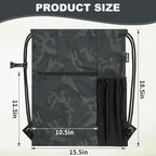 HOLYLUCK Men & Women Outdoor Sport Gym Sack Waterproof Drawstring Backpack Bag (Standard with drawstring, Black Camo)