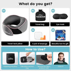 Teemour Travel Neck Pillow Airplane- Upgraded Memory Foam Neck Pillow for Airplanes 360° Support Desing, with Eye Mask & Earplugs, Portable Carry Bag for Long Flights, Business Trip|Travel Essentials