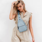 LATMAP Sling Bag For Women Faux Leather Small Casual Daypack Backpack Fanny Pack Crossbody Chest Bags Purse
