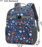 FlowFly Kids Backpack for Toddler Boys Girls, Simple Lightweight Bookbag for Daycare Kindergarten Elementary School Travel, Small Modern Bag (Large), Football