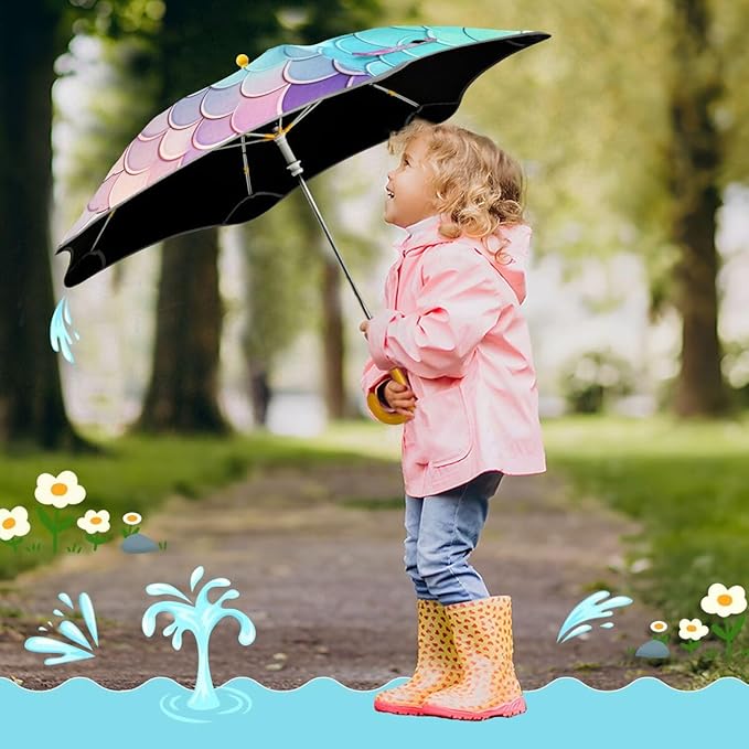 ALAZA Kids Umbrella Stick Umbrellas Cute Umbrella for Boys Girls Toddler UV/Sun Rain Windproof