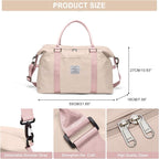 HYC00 Travel Duffel Bag,Carry-on Overnight Weekender Bags for Women,Sports Tote Gym Bag with Wet Pocket