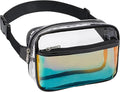 Veckle Holographic Fanny Pack for Women - Plus Size 35-51 Inch Iridescent Clear Belt Bag, Adjustable Crossbody Waist Bag for Concert, Festivals, Raves, Theme Parks, Black