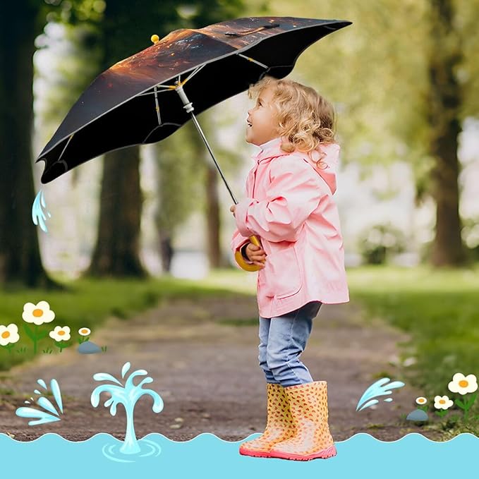 ALAZA Kids Umbrella Stick Umbrellas Cute Umbrella for Boys Girls Toddler UV/Sun Rain Windproof