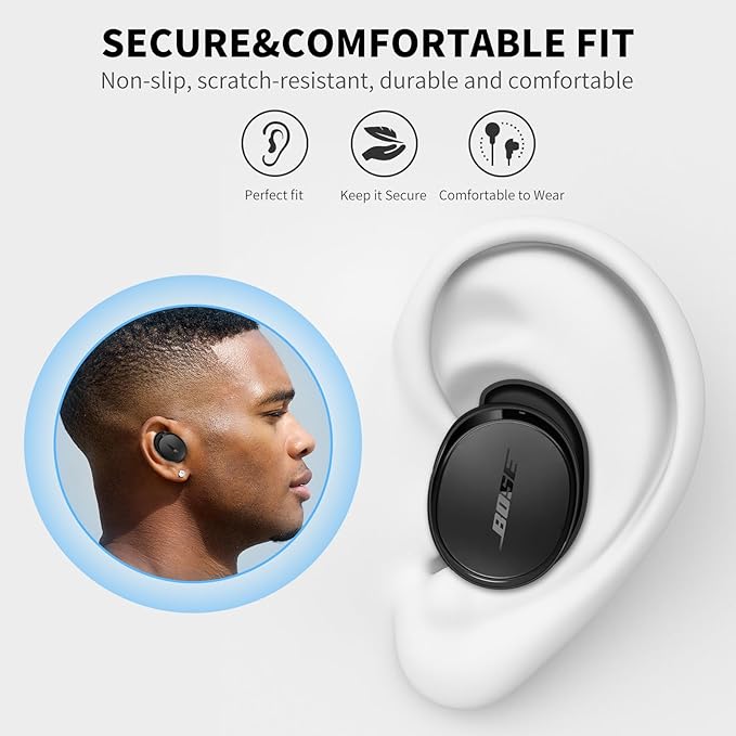 [3 Pairs] Ear Tips Covers for New Bose QuietComfort Earbuds, Sport Anti-Slip EarTips Silicone Anti Scratches Replacement Ear Covers Earbuds Accessories (S/M/L) (Black)