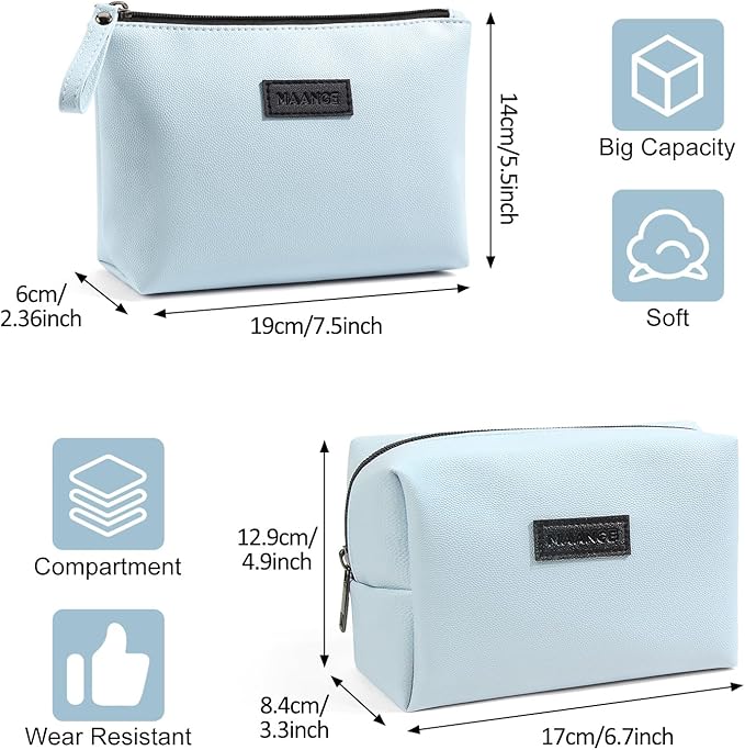 Cosmetic Bags for Women Small Makeup Bag for Purse Pu Leather Makeup Pouch Travel Makeup Bag with Zipper Make Up Bag for Travelling