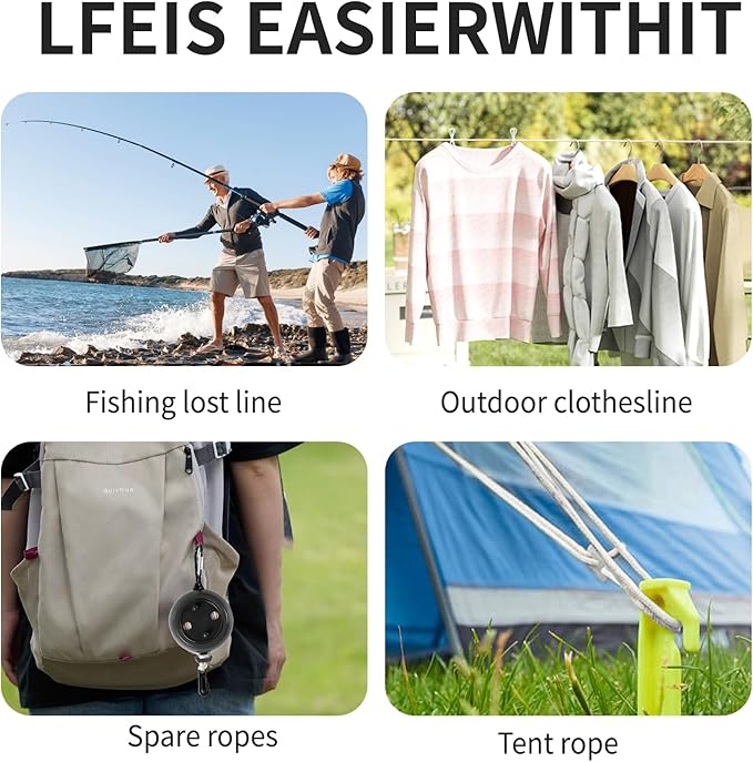 Portable Travel Clothesline Cord, Adjustable 33ft Camping Clothes line, Laundry Drying Rope for Hotel Trip,Camping,Backyard,Outdoor/Indoor, Black