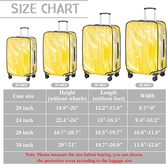 Reginary 8 Pieces Clear Luggage Cover PVC Waterproof Suitcase Cover Protector for Luggage Spinner Wheels Suitcase(20 Inches, 24 Inches, 28 Inches, 30 Inches)