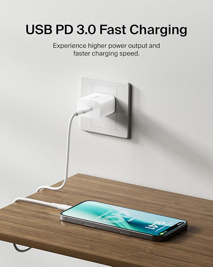 Belkin USB C Charger Block 20W (2-Pack) - Fast Charging - Apple iPhone 17, Air, Pro, Pro Max, iPad, AirPods, Apple Watch, Samsung Galaxy S25, Nintendo Switch 2 & More - White