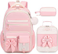 DIGOBAY Backpack for Girls, 3PCS Girls Backpack for School with Lunch Bag Pencil Case, Cute Kids Teens Bookbag for Kindergarten Elementary Preschool Middle School (Pink)