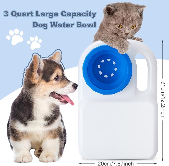 Ziliny 1 Pcs 3 Quart No Spill Portable Dog Travel Water Bowl Pet Water Bowl for Pet Dispenser for Small Large Dogs Cats Camping Hiking Trips Car RV Boat Road Mess-Free Design