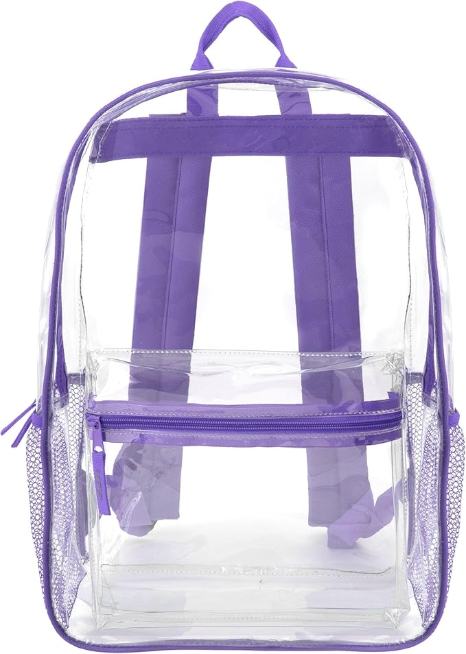 Trail maker Clear Backpack Heavy Duty with Padded Straps, Side Pockets for Kids, Boys, Girls, School, Stadium Approved Events