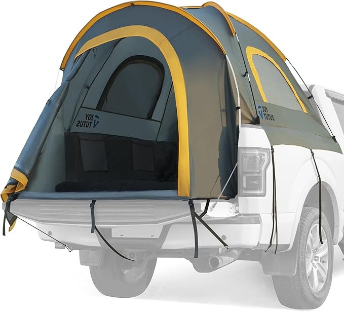 JOYTUTUS Pickup Truck 6.5' 2.0, Waterproof PU2000mm Double Layer for 2 Person, Portable Truck Bed Tent with Rainfly - Orange