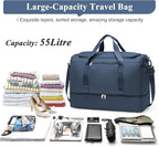 Extra Large Travel Duffle Bag,Carry on Overnight Weekend Bag with Shoes Compartment,Weekender Bags for Women for Travel Business Trips Sport Hospital,Dark Blue