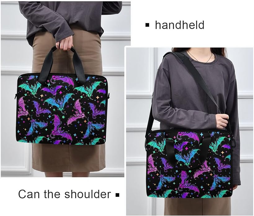 MNSRUU Laptop Bag for 15.6 inch Black Gothic Bats