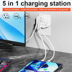 5 in 1 Wall Outlet Extender with USB & Type-C, Surge Protector, 2 AC Outlets, 1050J Fireproof, ETL/FCC Certified, Compact for Travel, Office, Home