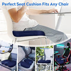 XXL Seat Cushion Office Car Seat Cushion, Memory Foam Cushion for Office Chair, Car Seat, Airplane, Bleacher Non-Slip Chair Pad, Butt Pillow for Desk, Wheelchair, Car (Blue)