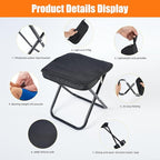 Camping Stool 12 Inch Portable Folding Stool with Carry Bag Weight Load 220lbs Portable Stool for Camping Fishing Hiking BBQ