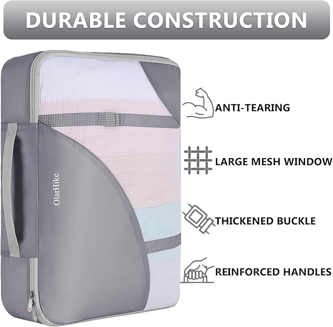 8 Set Packing Cubes for Travel, Gifts for Women Mom,Anti-Tearing Suitcase Organizer,OlarHike Vacation Essentials & Accessories for Cruise Ship