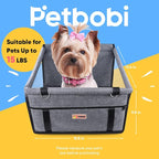 Petbobi Pet Reinforce Car Booster Seat for Dog Portable and Breathable car Booster seat with Seat Belt Dog Carrier Safety car seat for Travel, with Clip on Leash with PVC Tube (Cationic Fabric Grey)
