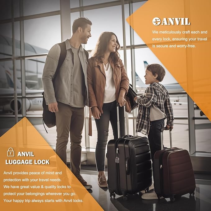 ANVIL TSA Locks for Luggage with Search Alert: Durable Cable Combination Locks, TSA Approved - Secure Travel Locks for Suitcases, Backpacks & Gun Cases.(2, Silver)