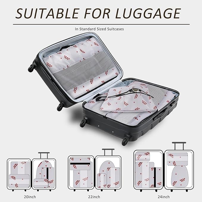 U+U 5 Set Packing Cubes for Travel Essentials Ultralight Luggage Packing Organizers with Laundry Bag and Shoe Bag for Vacation, Business Trip and Camping (Cherry Tomato)