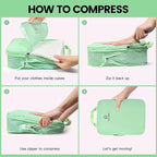 PFEYRPK Lightweight Compression Packing Cubes for Suitcases, Compressible Expandable Travel Packing Organizer with Clear Toiletries and Backpack Bag, Travel Essentials for Carry on Luggage 7 Set