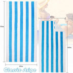 Exclusivo Mezcla 4 Pack Cotton Oversized 35x70 Inches Soft Cabana Stripe Thick Beach Towel, Super Absorbent Travel Bath Pool Towel (Sky Blue/Forest Green/Yellow/Red)