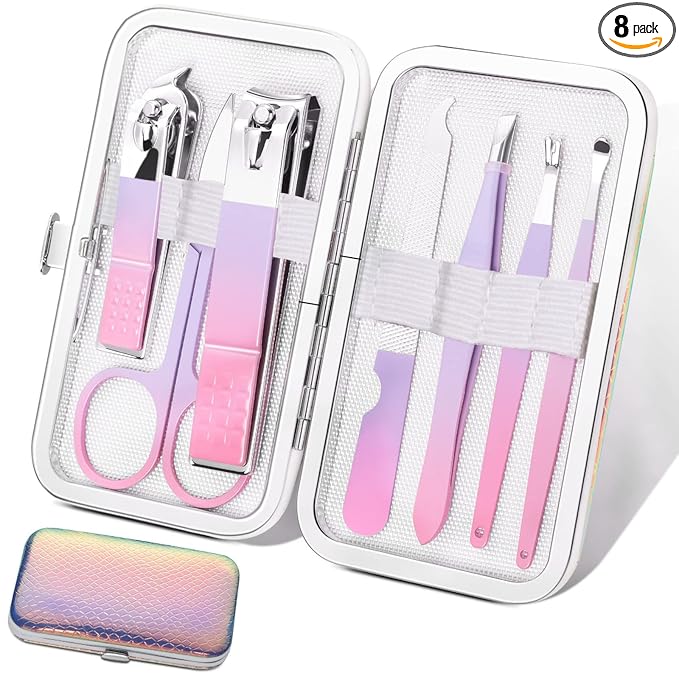 Aceoce Manicure Set Women Nail Clippers Professional Manicure Pedicure Kit Stainless Steel Nail Cutter Grooming Kit Personal Care Tool with Travel Case Gifts for Women Her Valentine's Day Mother's Day