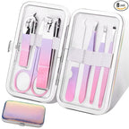 Aceoce Manicure Set Women Nail Clippers Professional Manicure Pedicure Kit Stainless Steel Nail Cutter Grooming Kit Personal Care Tool with Travel Case Gifts for Women Her Valentine's Day Mother's Day
