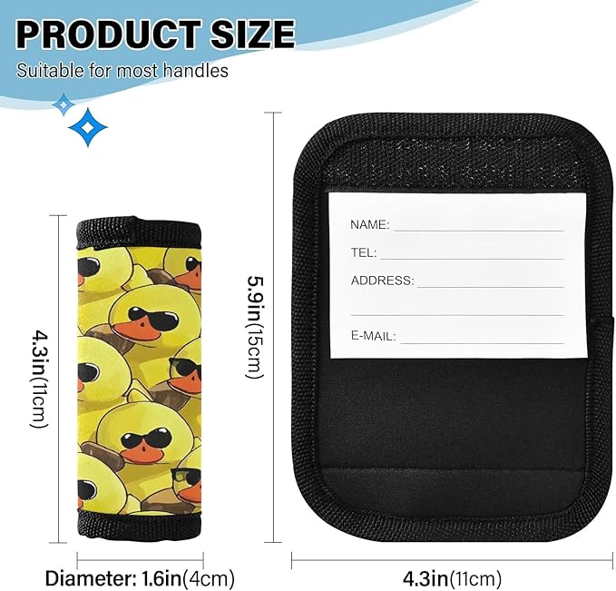 Funny Duck Luggage Handle Wrap for Suitcase Luggage Tags Handle Covers Identifiers Soft Decorations Travel Accessories 2 Pack