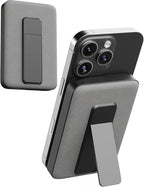 myCharge CliqLuxe Magnetic Wireless Power Bank 10,000mAh | iPhone & MagSafe Compatible | Qi2.2 25W Mag Safe Portable Charger | Built-in Stand | 20W PD USB-C Port | Premium Grey Fabric