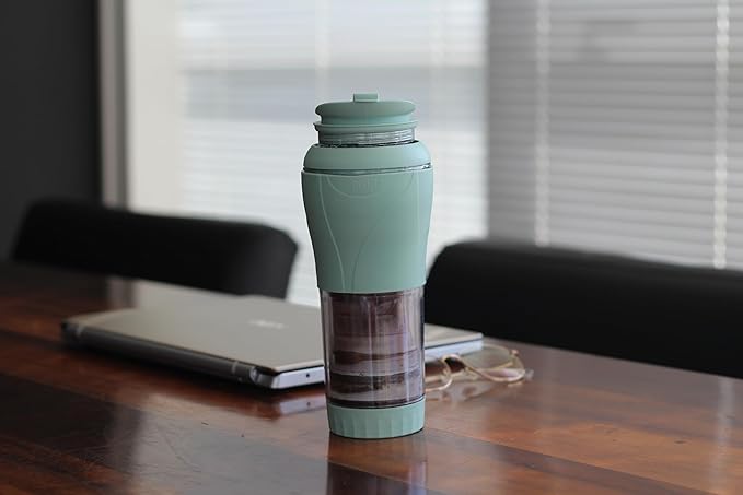 Pressca - Portable Coffee & Tea Maker - Thermal Coffee & Tea Infuser, French Press, Single Serve Coffee Maker, BPA Free - Home & Kitchen Accessories & Utensils - 12 fl oz, Green